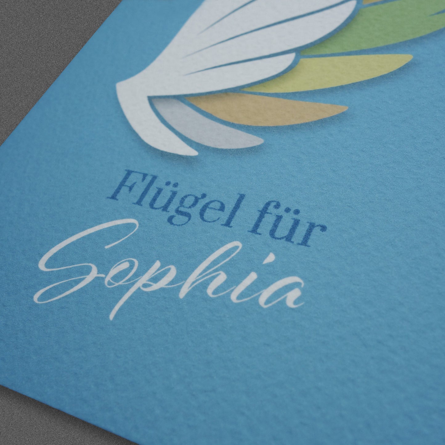 Personalisierte Glückwunschkarte "Flügel" mit Ihrem Wunschnamen, Klappkarte inkl. Umschlag