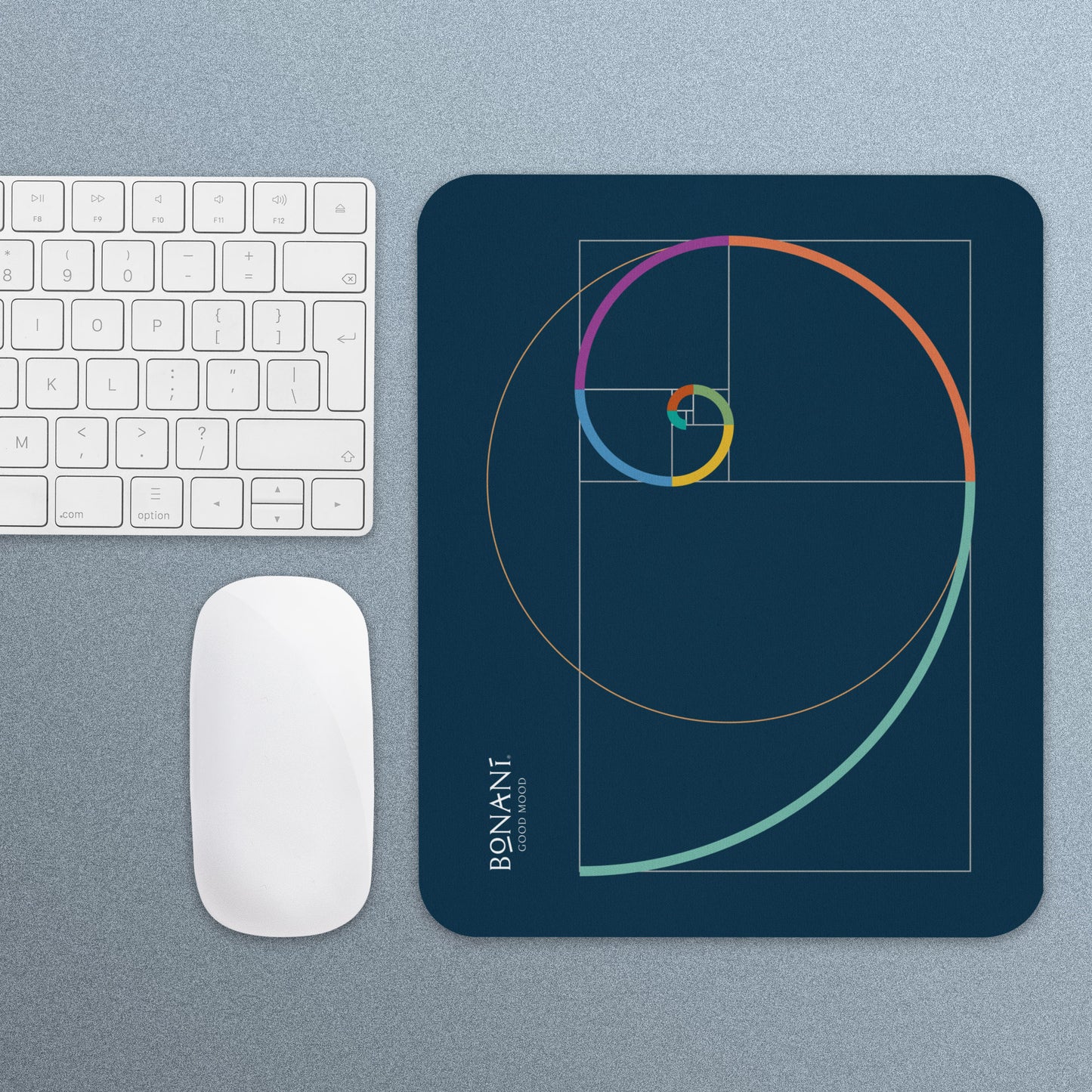 Design-Mauspad "Goldener Schnitt" mit der Fibonacci-Spirale, Symbol der heiligen Geometrie