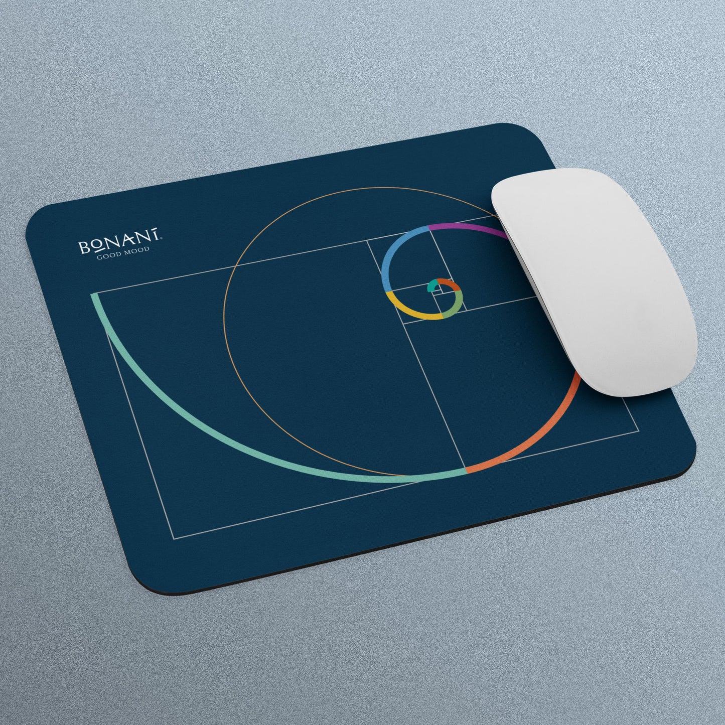 Design-Mauspad "Goldener Schnitt" mit der Fibonacci-Spirale, Symbol der heiligen Geometrie