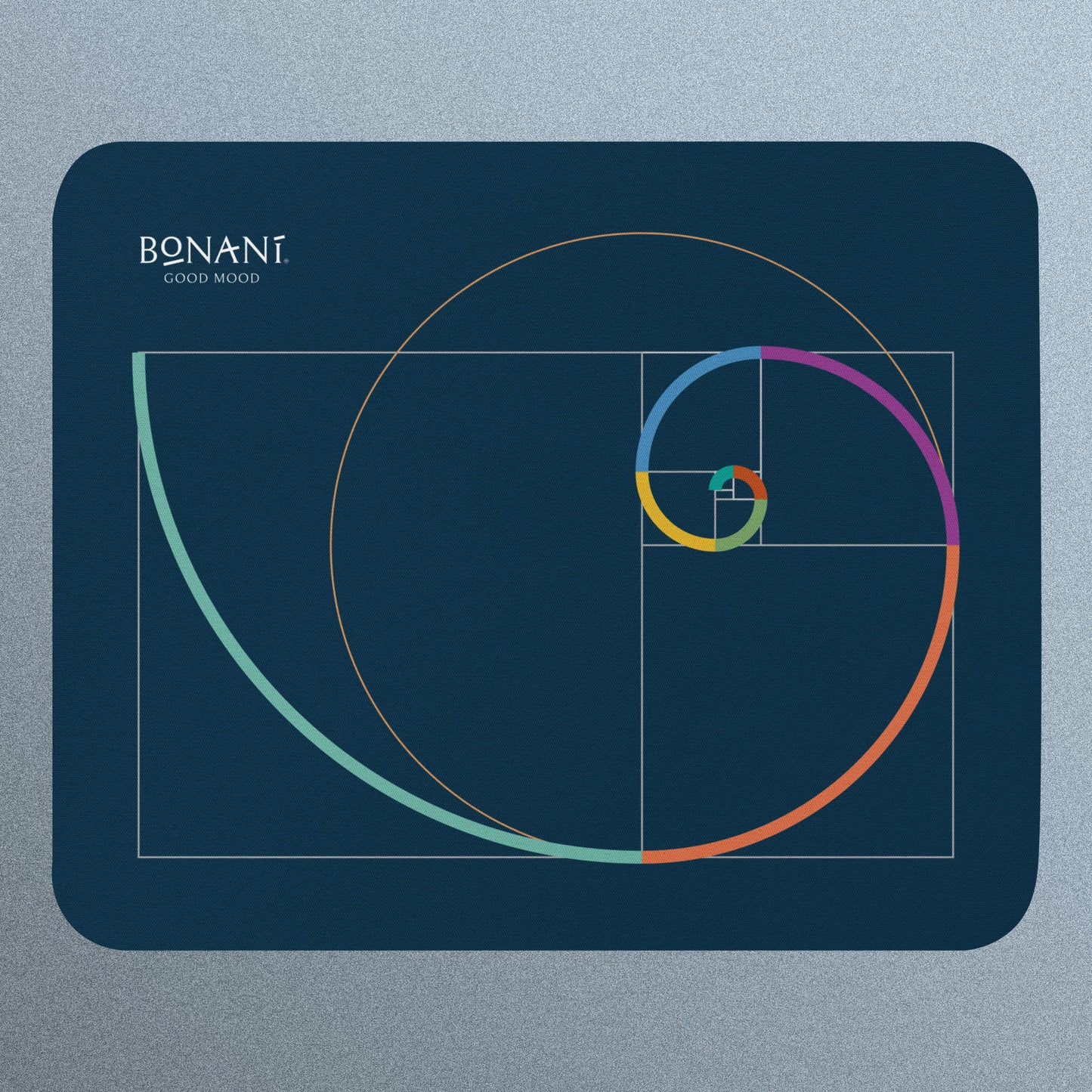 Design-Mauspad "Goldener Schnitt" mit der Fibonacci-Spirale, Symbol der heiligen Geometrie