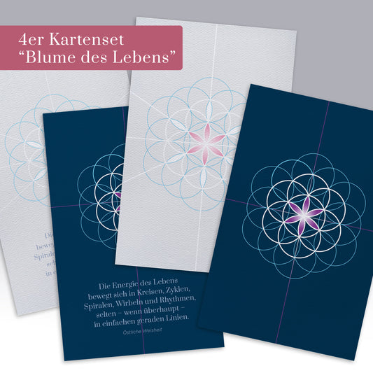 4er Grußkartenset "Blume des Lebens" inkl. Umschläge, Symbol der heiligen Geometrie