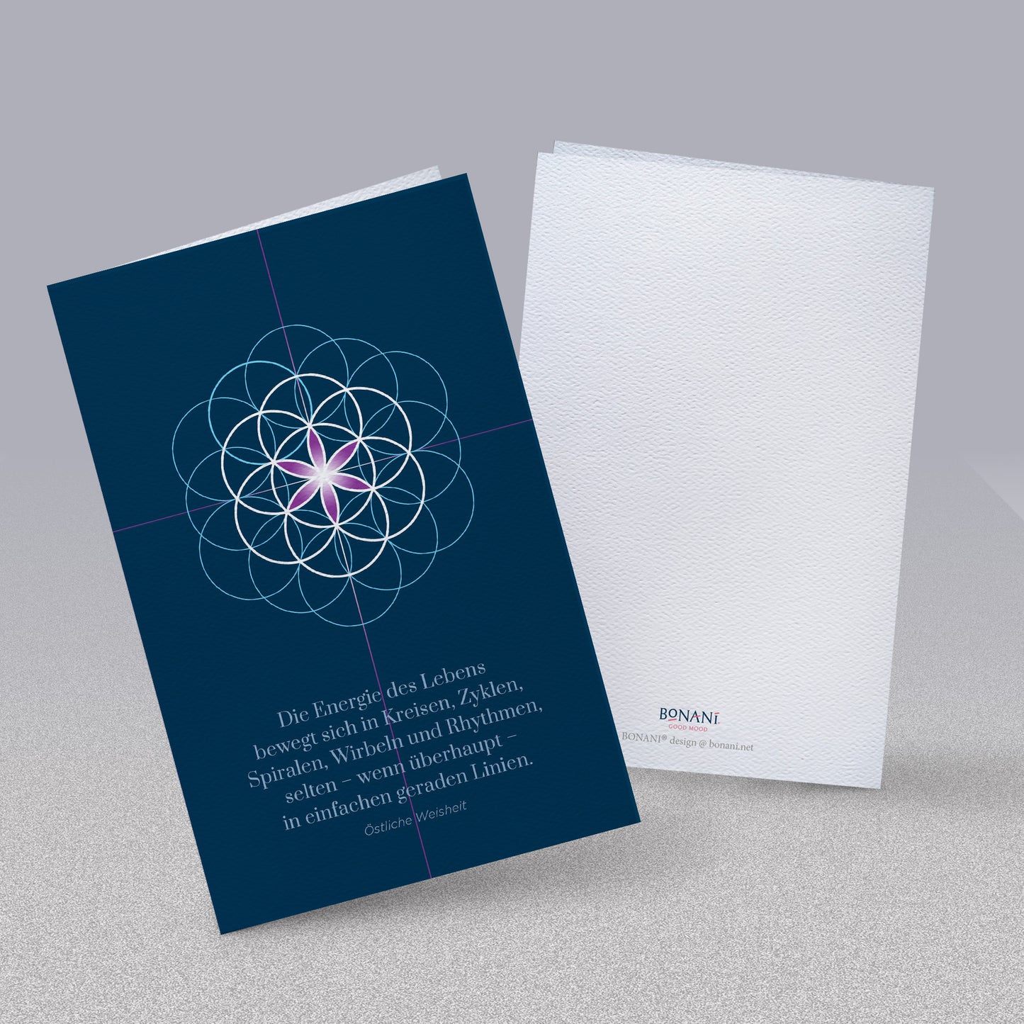 4er Grußkartenset "Blume des Lebens" inkl. Umschläge, Symbol der heiligen Geometrie