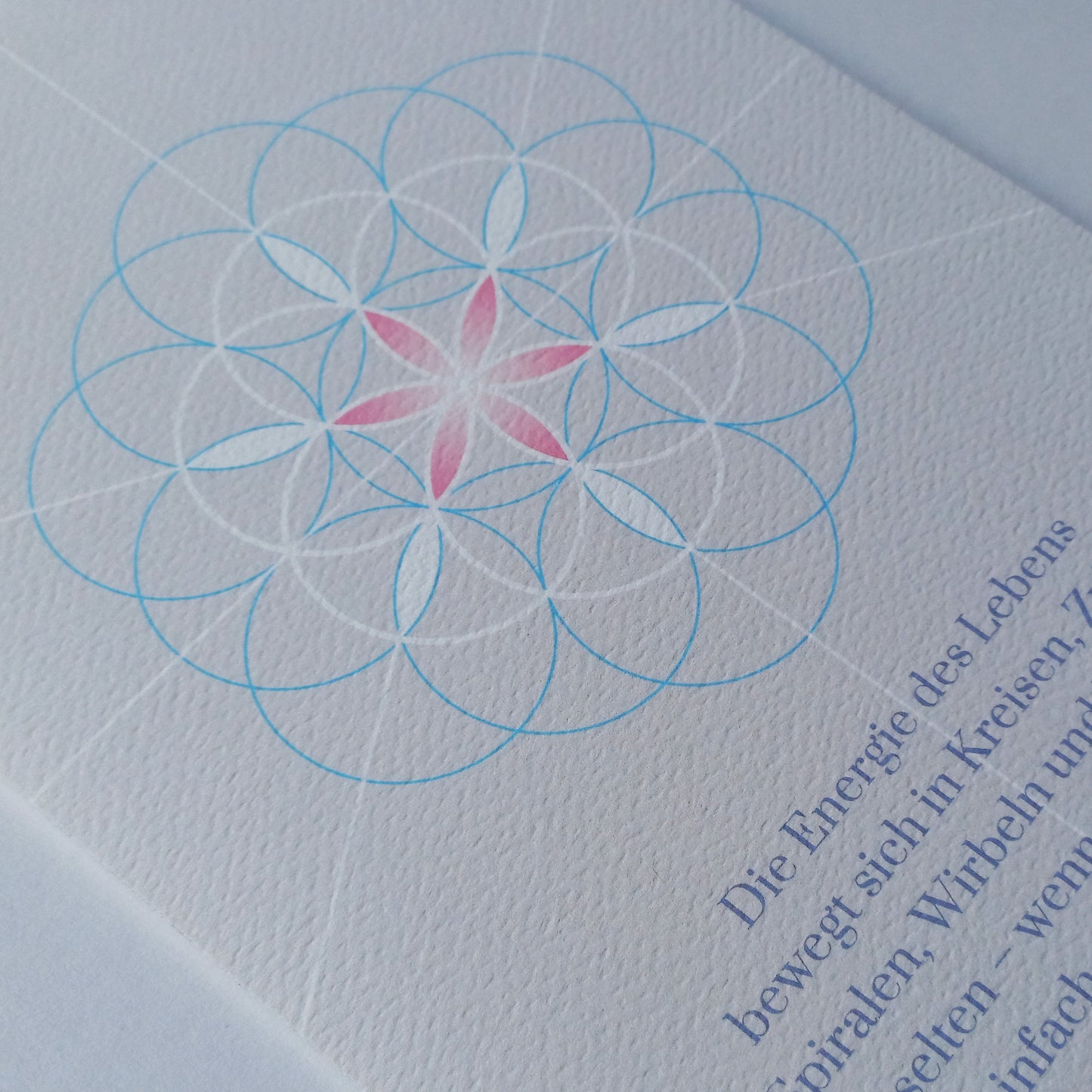 BONANI Grußkarte 06 "Blume des Lebens", heilige Geometrie, mit Zitat, 11 x 17 cm, Klappkarte inkl. Umschlag