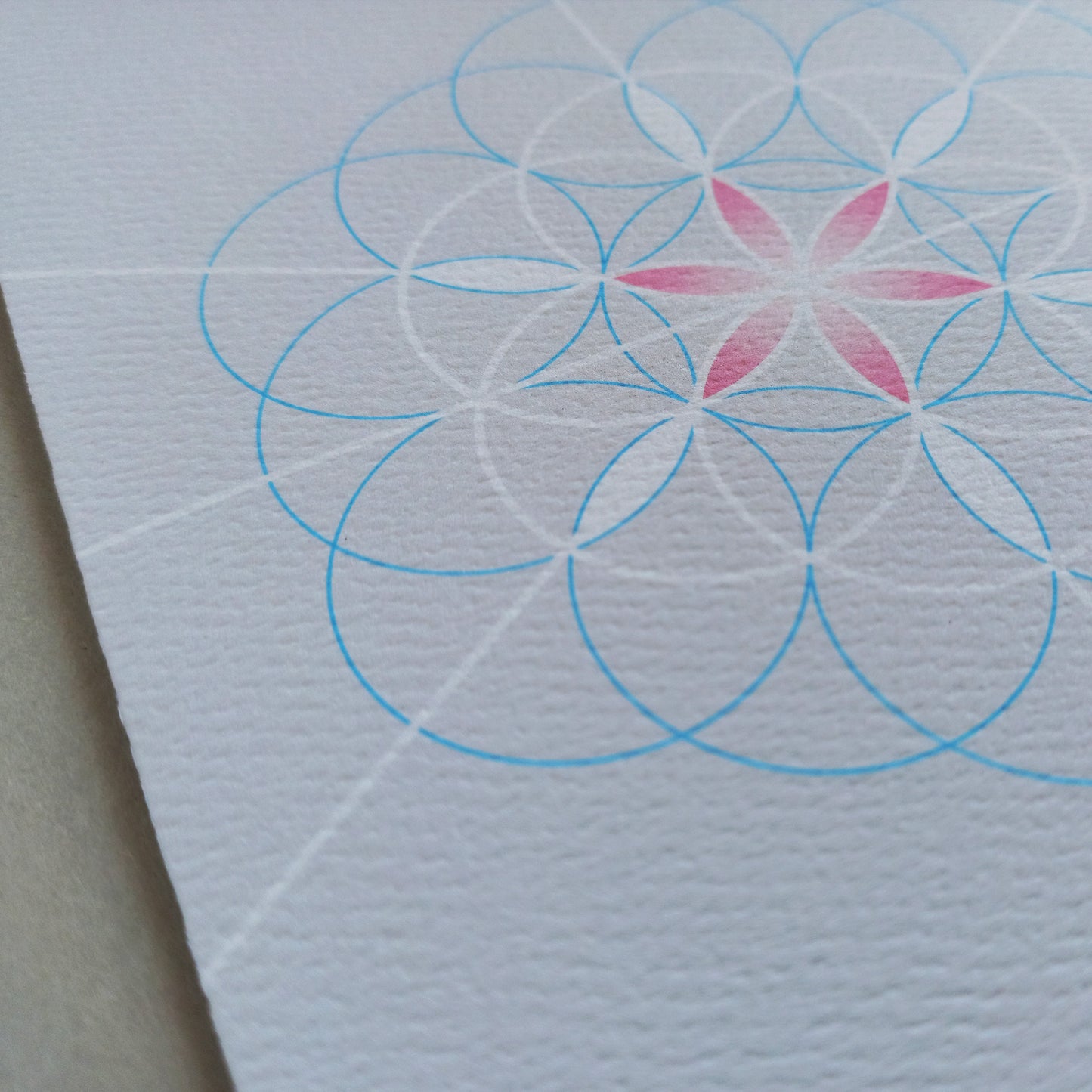 BONANI Grußkarte 05 "Blume des Lebens", heilige Geometrie, hell, 11 x 17 cm, Klappkarte inkl. Umschlag