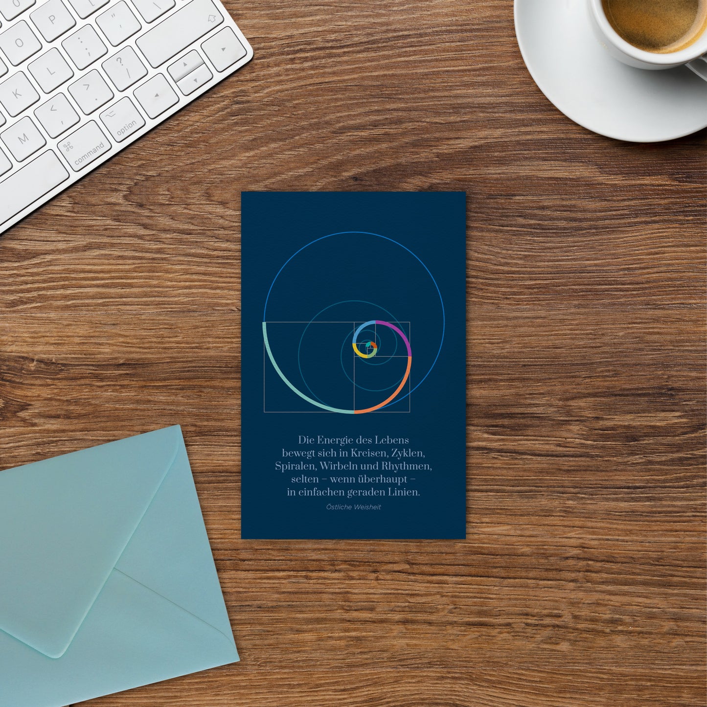 BONANI Grußkarte 04 "Fibonacci", heilige Geometrie, mit Spruch, 11 x 17 cm, Klappkarte inkl. Umschlag