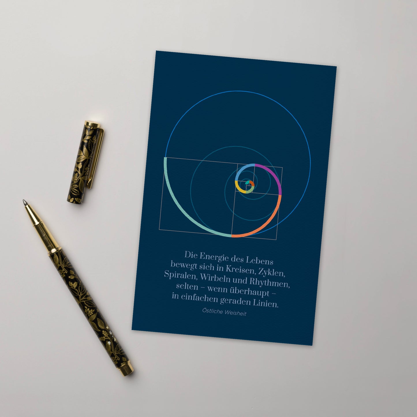 BONANI Grußkarte 04 "Fibonacci", heilige Geometrie, mit Spruch, 11 x 17 cm, Klappkarte inkl. Umschlag