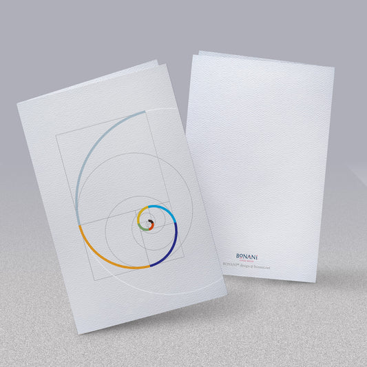 BONANI Grußkarte 01 "Fibonacci", heilige Geometrie, 11 x 17 cm, Klappkarte inkl. Umschlag
