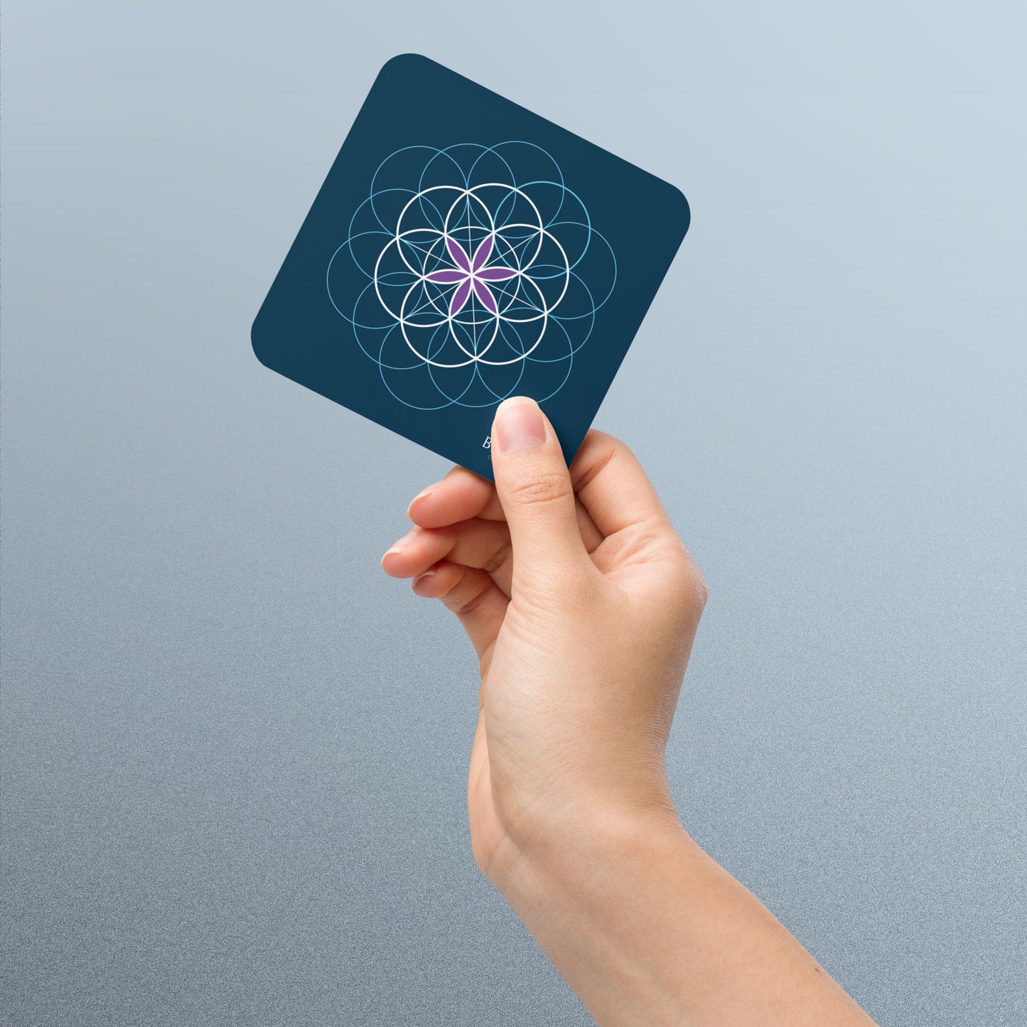 Korkuntersetzer mit der Blume des Lebens, Symbol der heiligen Geometrie