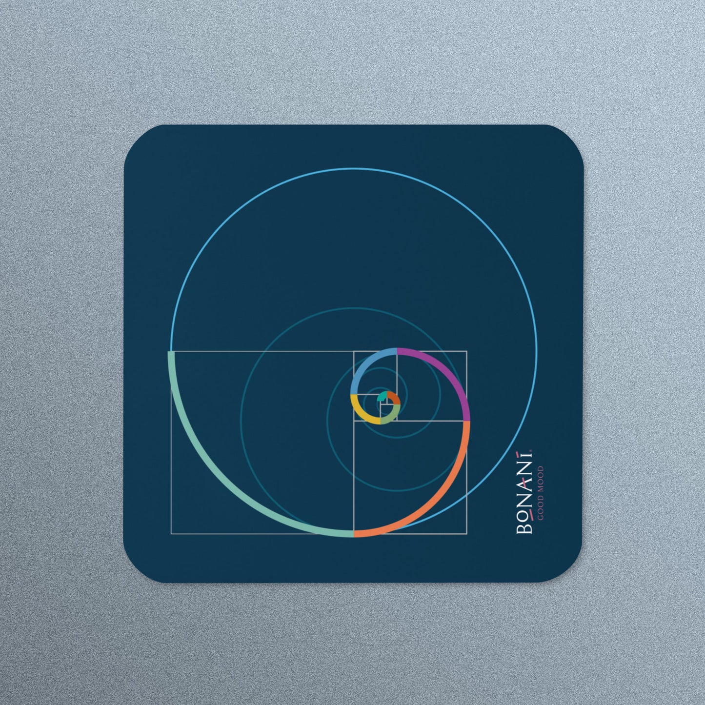 Korkuntersetzer Goldener Schnitt mit dem Design der Fibonacci-Spirale