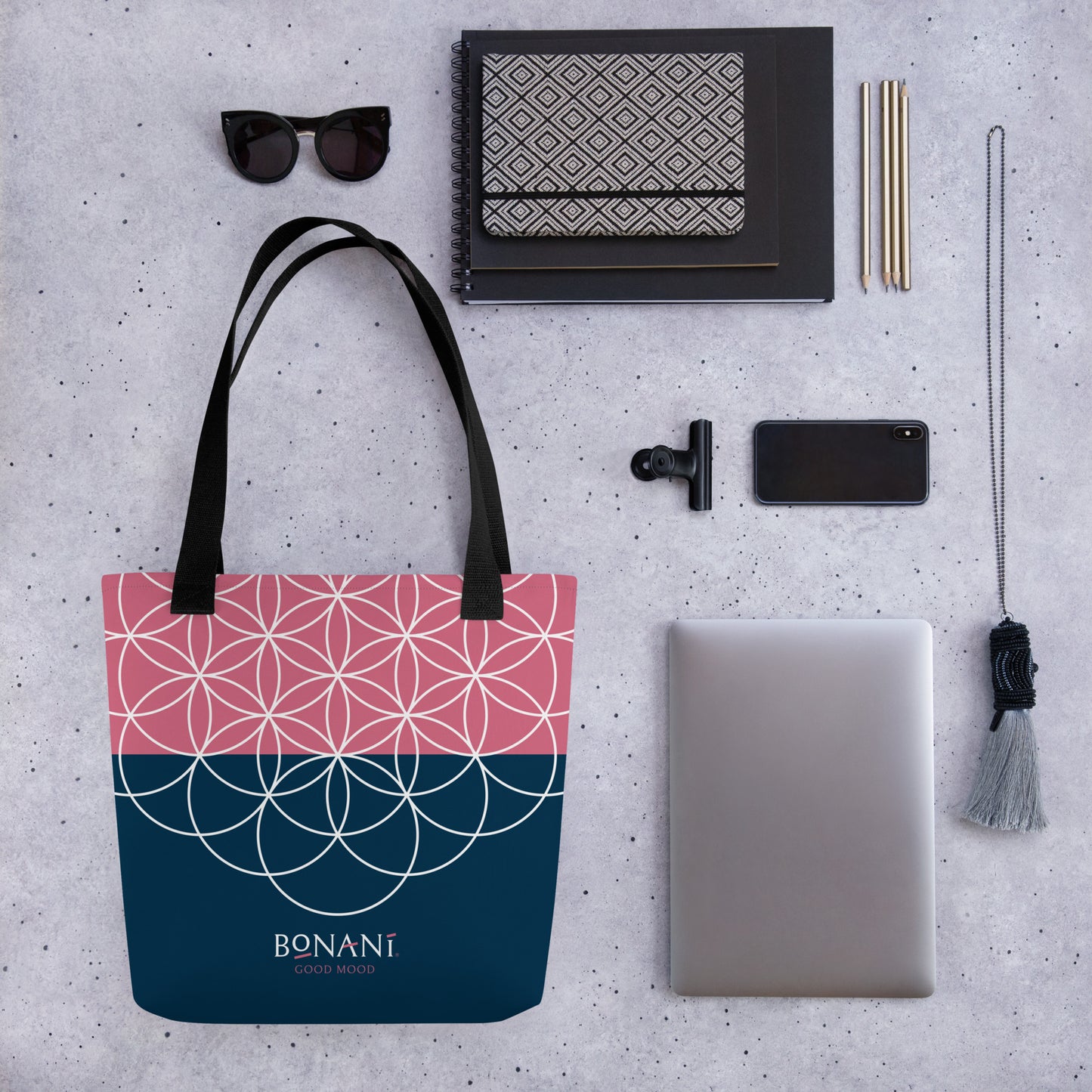 Stofftasche "Blume des Lebens", einem Symbol der heiligen Geometrie, für alles was tragbar ist