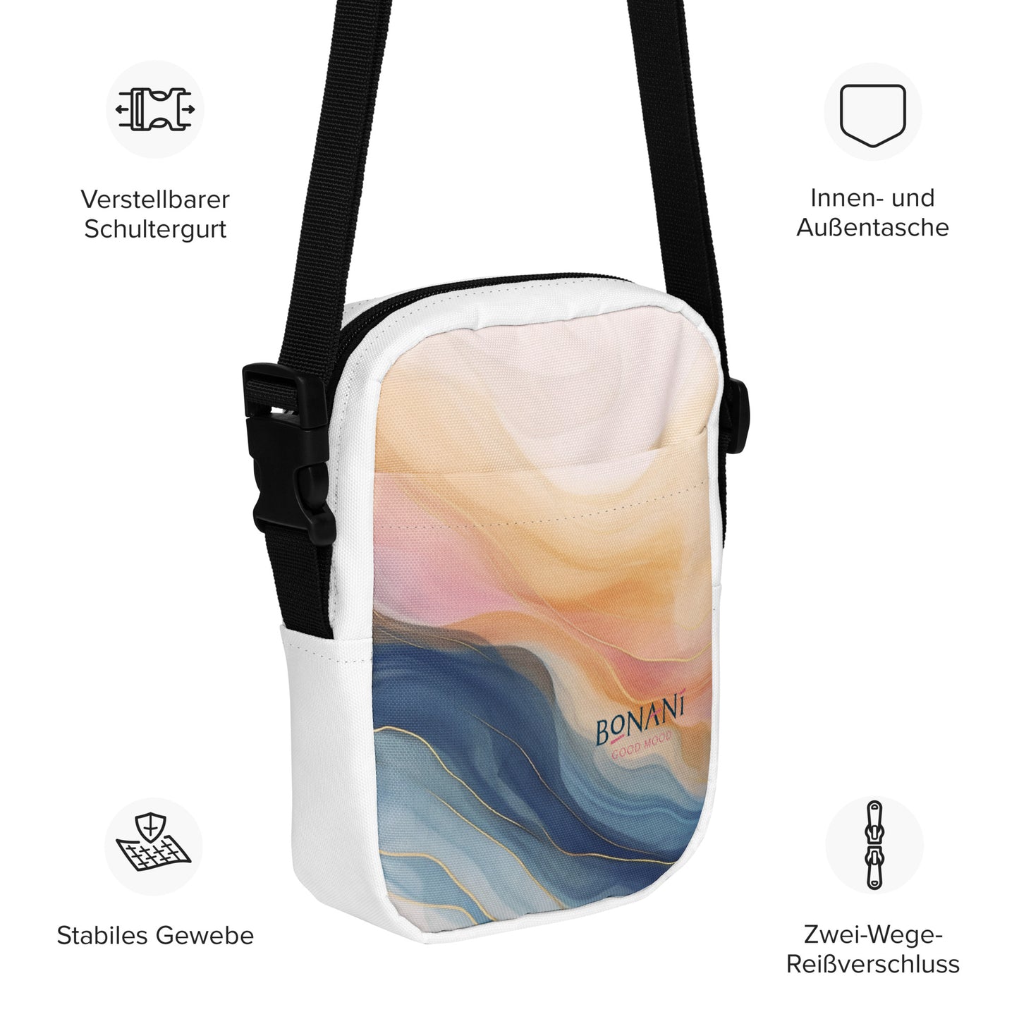 Kompakte Umhängetasche "Goldader" für alles Wichtige unterwegs