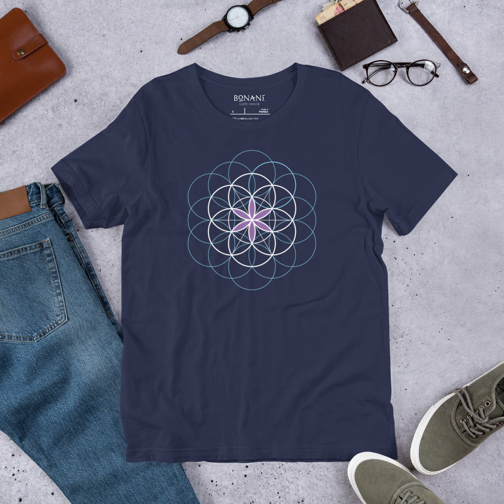 Unisex-T-Shirt "Blume des Lebens", Symbol der heiligen Geometrie