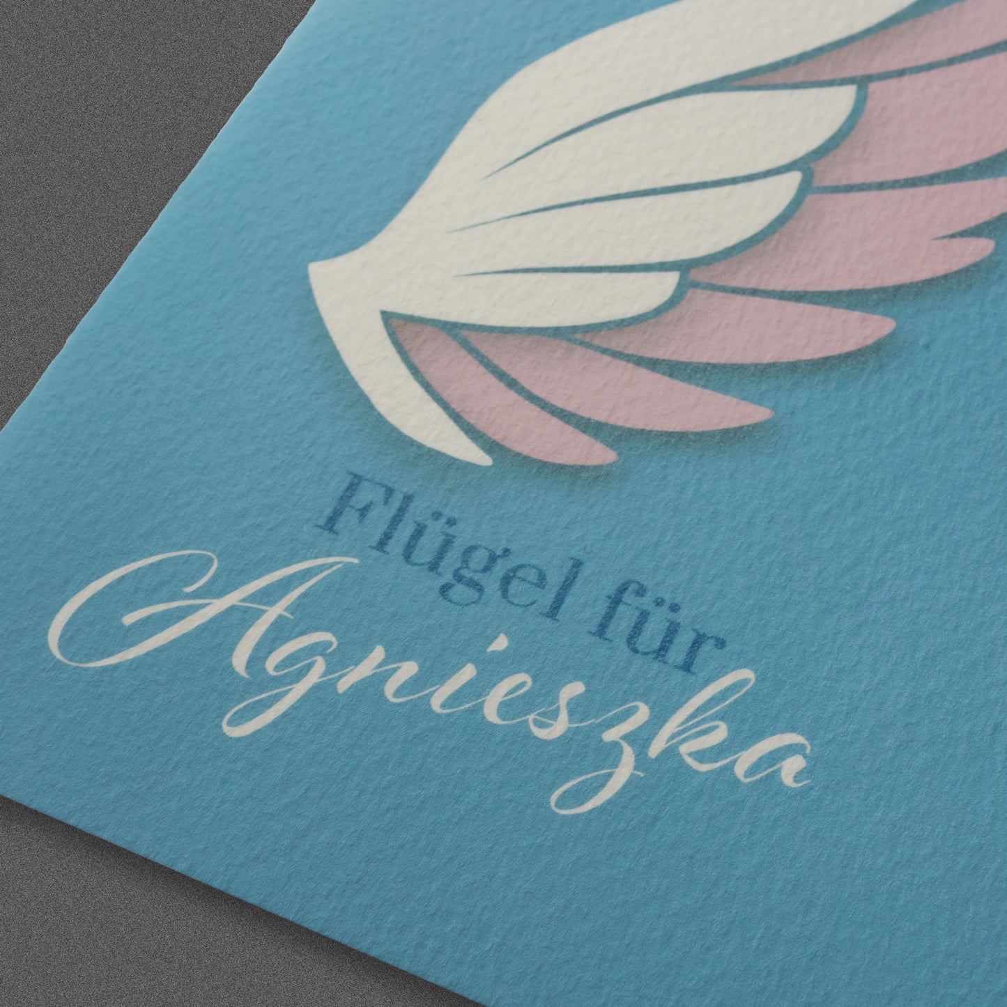 Personalisierte Glückwunschkarte "Flügel" mit Ihrem Wunschnamen, Klappkarte inkl. Umschlag