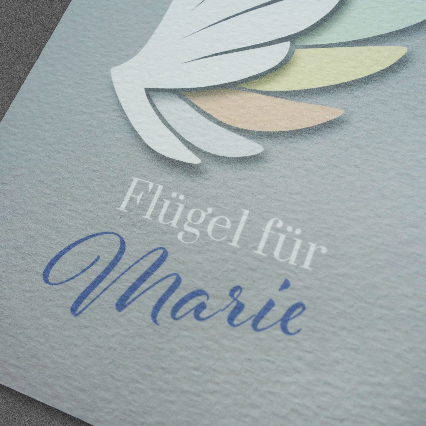 Personalisierte Glückwunschkarte "Flügel" mit Ihrem Wunschnamen, Klappkarte inkl. Umschlag