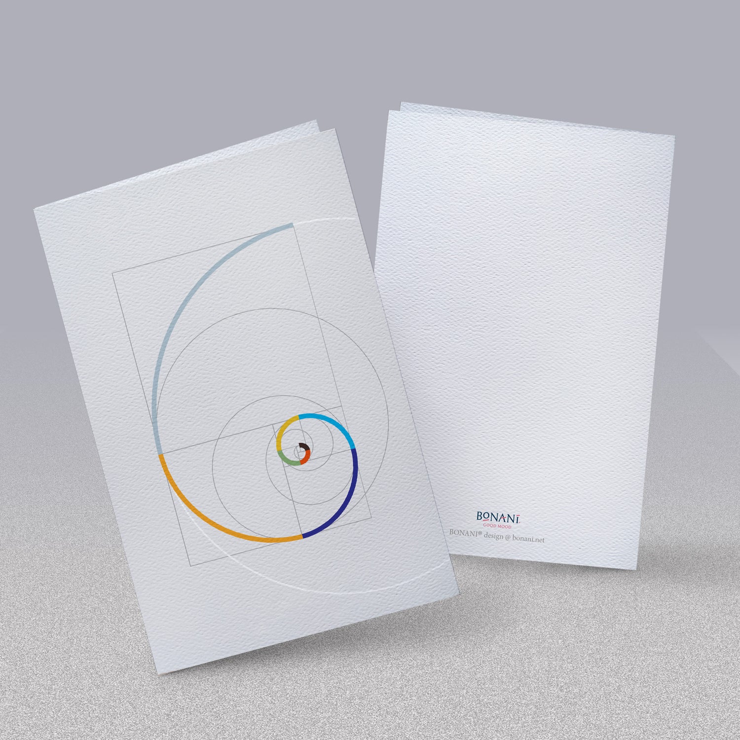 BONANI Grußkarte 01 "Fibonacci", heilige Geometrie, 11 x 17 cm, Klappkarte inkl. Umschlag - BONANI Design Schreibwaren