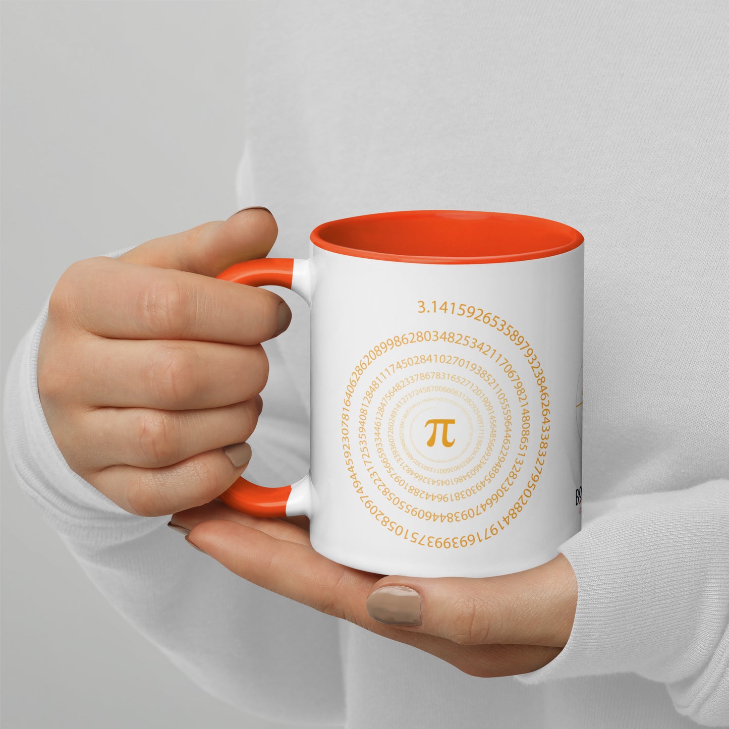 Keramiktasse "Pi" in weiss mit farbiger Innenseite