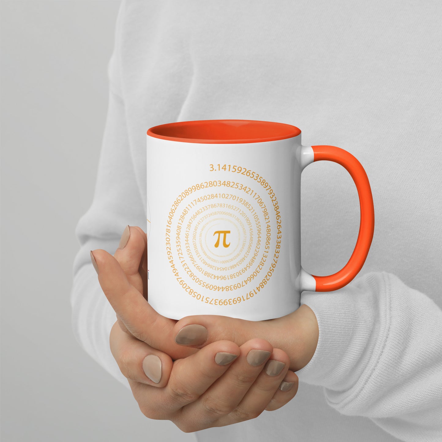 Keramiktasse "Pi" in weiss mit farbiger Innenseite