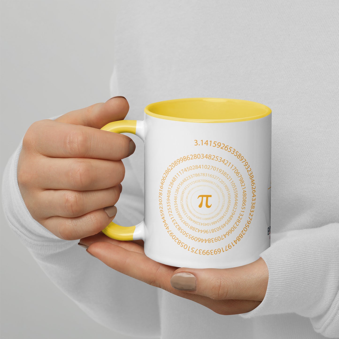 Keramiktasse "Pi" in weiss mit farbiger Innenseite