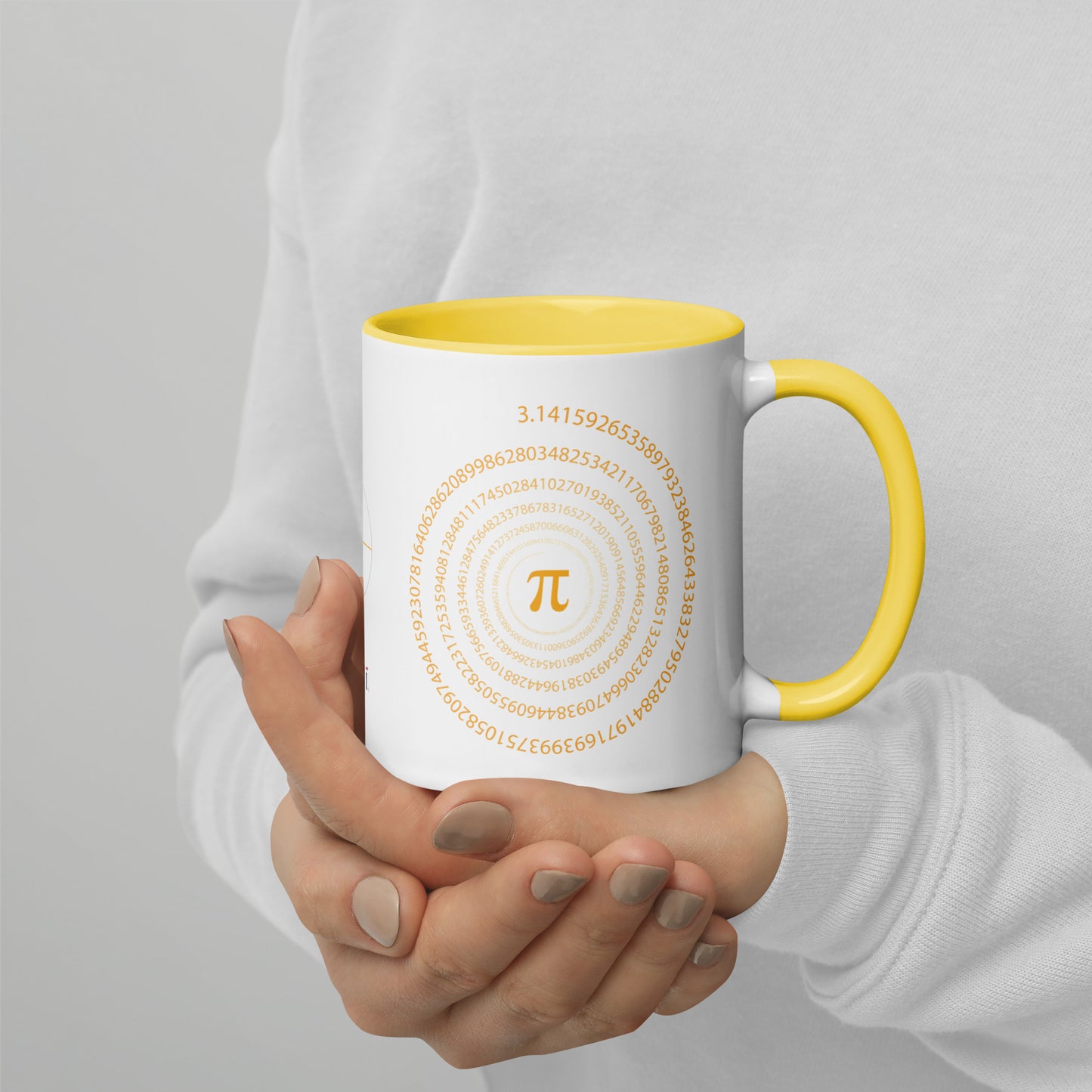 Keramiktasse "Pi" in weiss mit farbiger Innenseite